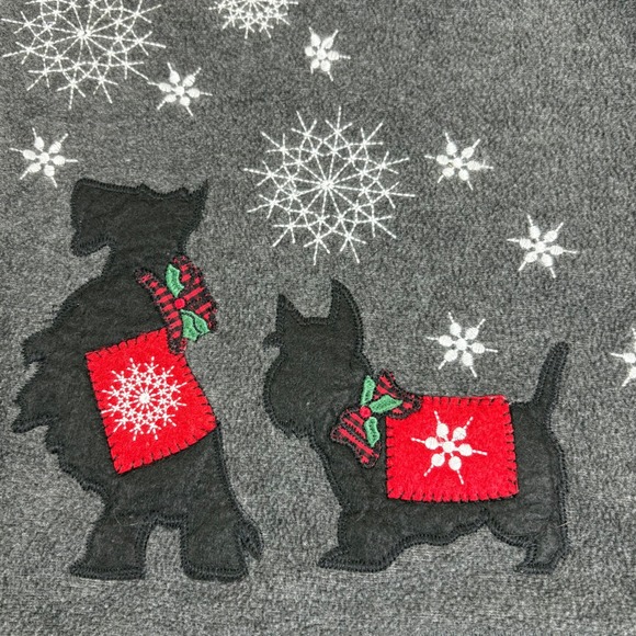 Rebecca Malone Gray Fleece Zip Vest‎ Embroidered Scottie Dogs Snowflakes Size L - Picture 4 of 12